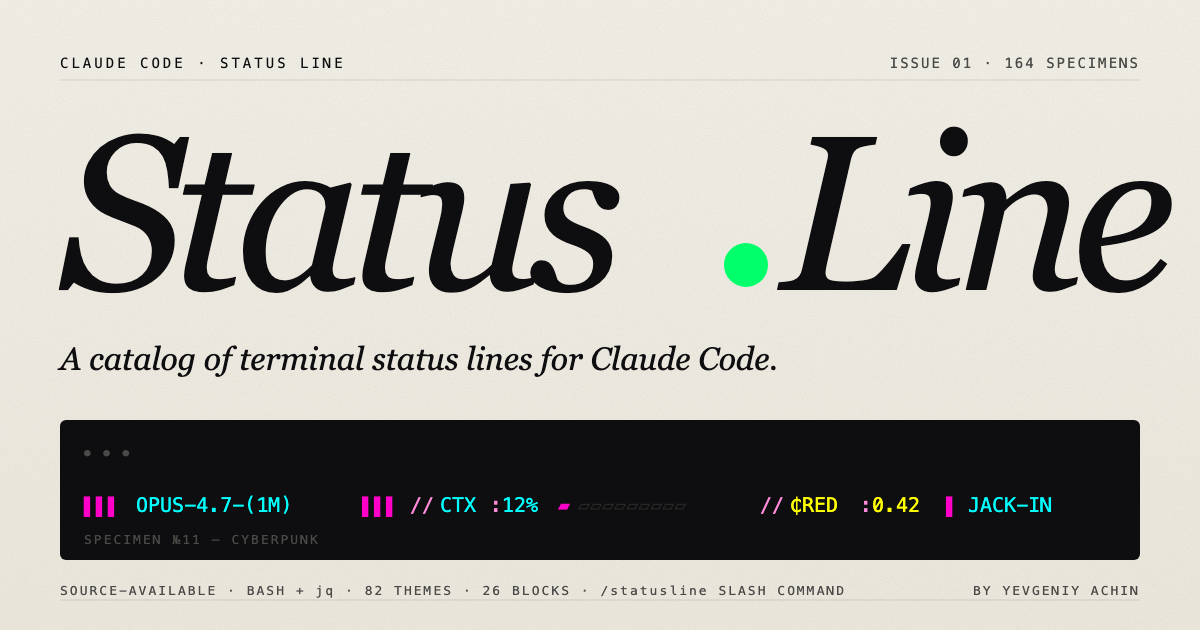 Claude Code Status Line — Limit control · 82 themes · CLI